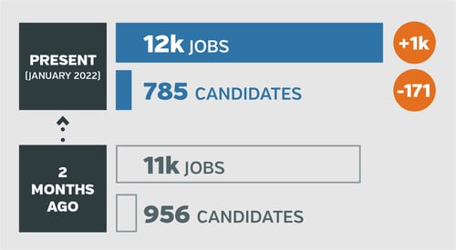 Image explaining that right now there are 12,000 jobs with only 785 candidates