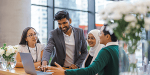 Diverse teamwork in office