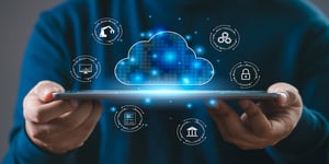 hand holding cloud icon computing concept