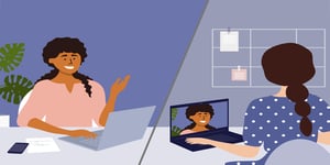 Vector image virtual interview over teams