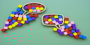 speech bubble colorful cubes inclusive