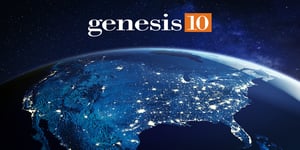 Globe from space with genesis10 logo top middle