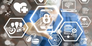 Hand reaching for technology concept