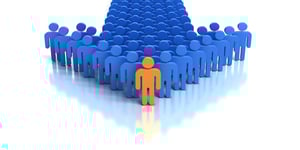 Vector Image of people forming an arrow with one special one at the top leading 