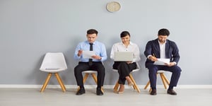 group male female job seekers sitting