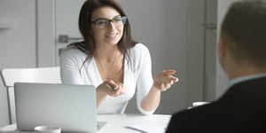 Woman performing stay interview