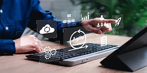 agile software development management concept text in center 