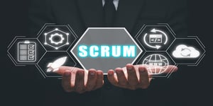 scrum businessman hand holding icon