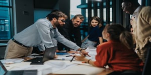 diverse group business colleagues engaged collaborative