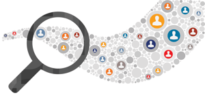 vector illustration of internet link symbols with magnifier