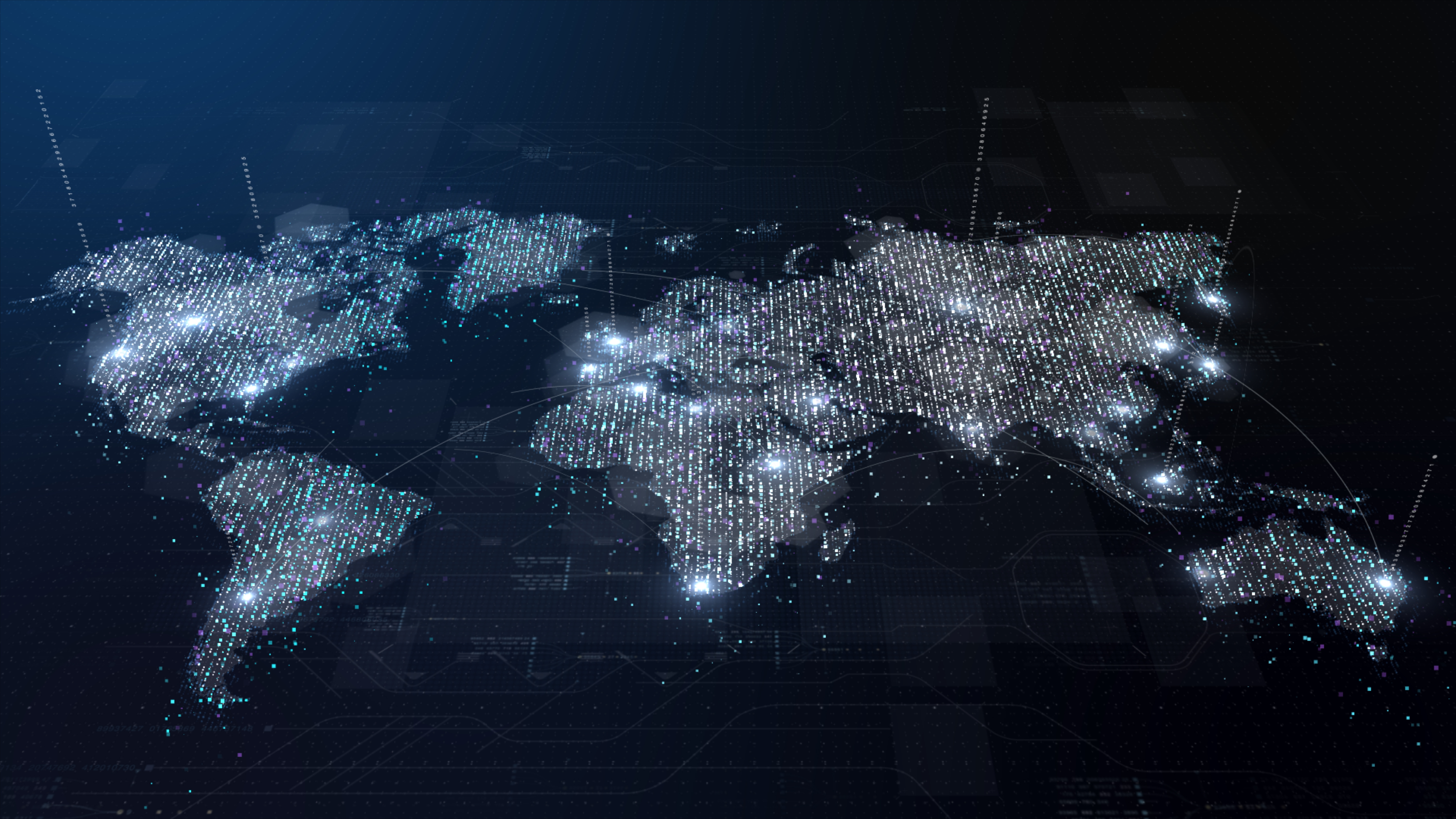 The image is a graphic with a primarily blue color grading showing a human hand interacting with coding.