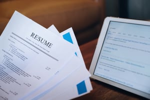 Resume with info pulled up on computer 