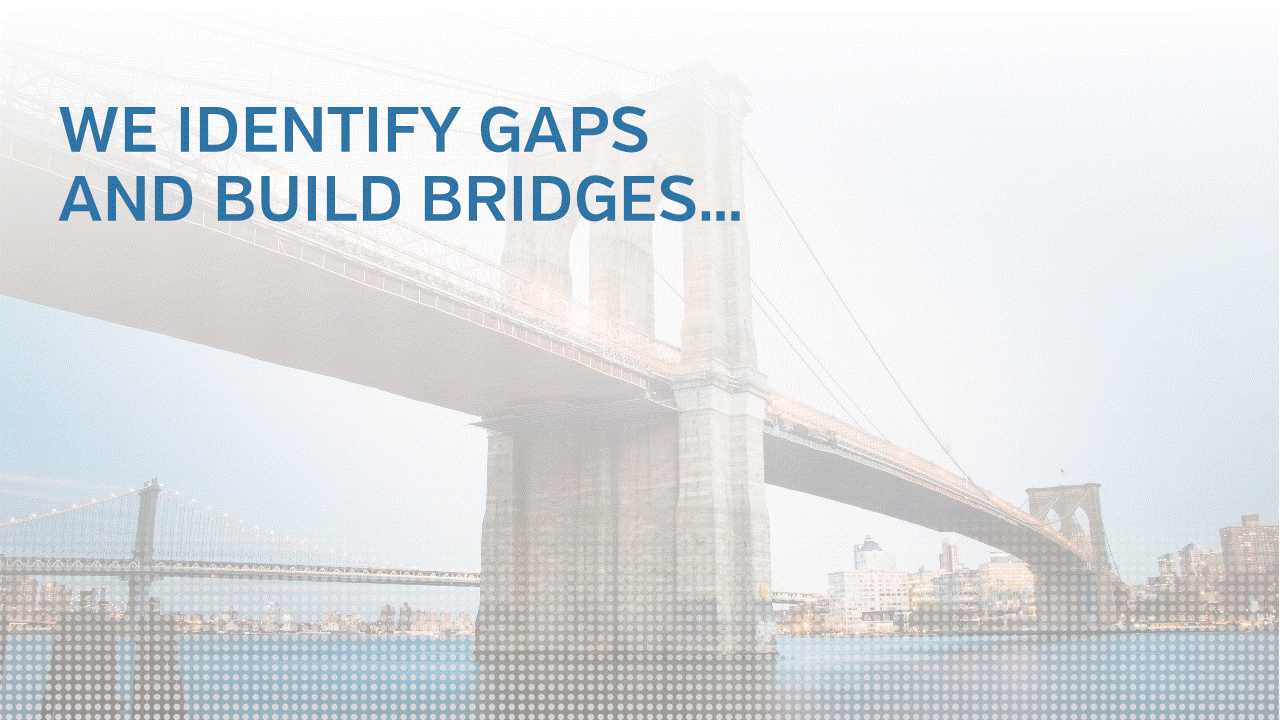 WE IDENTIFY GAPSAND BUILD BRIDGES…