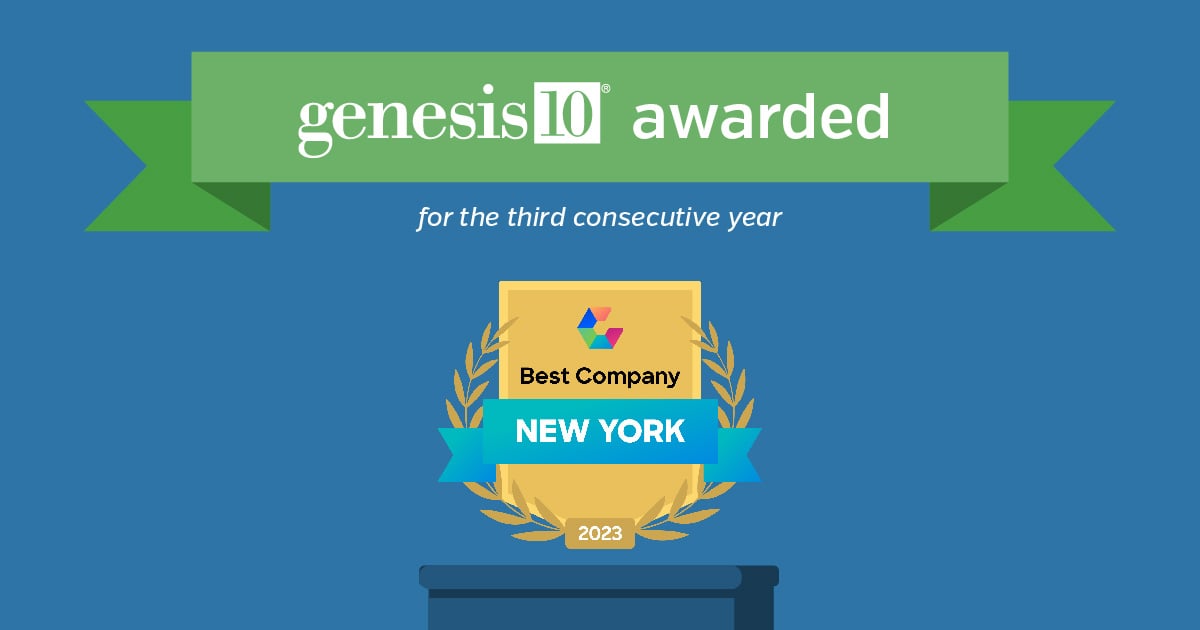 Genesis10 awarded, for the third consecutive year, a Best Place to Work in New York Metro