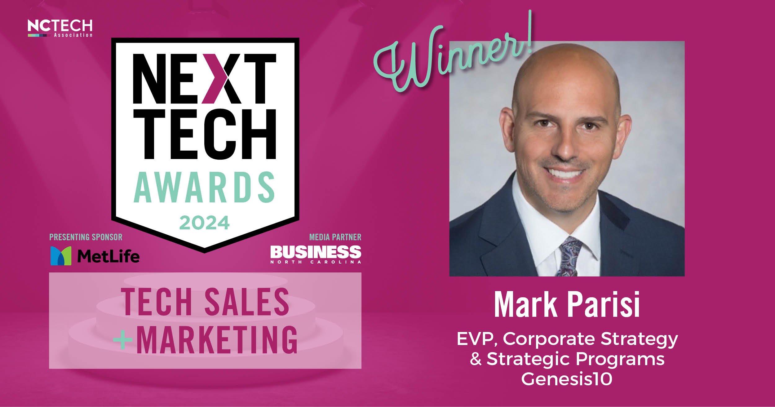 Mark Parisi Winner of 2024 Next Tech Awards in the Tech Sales and Marketing section