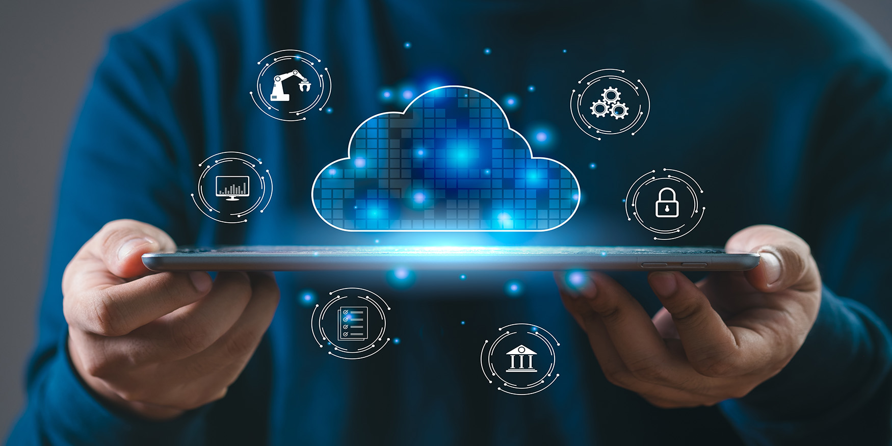 hand holding cloud icon computing concept
