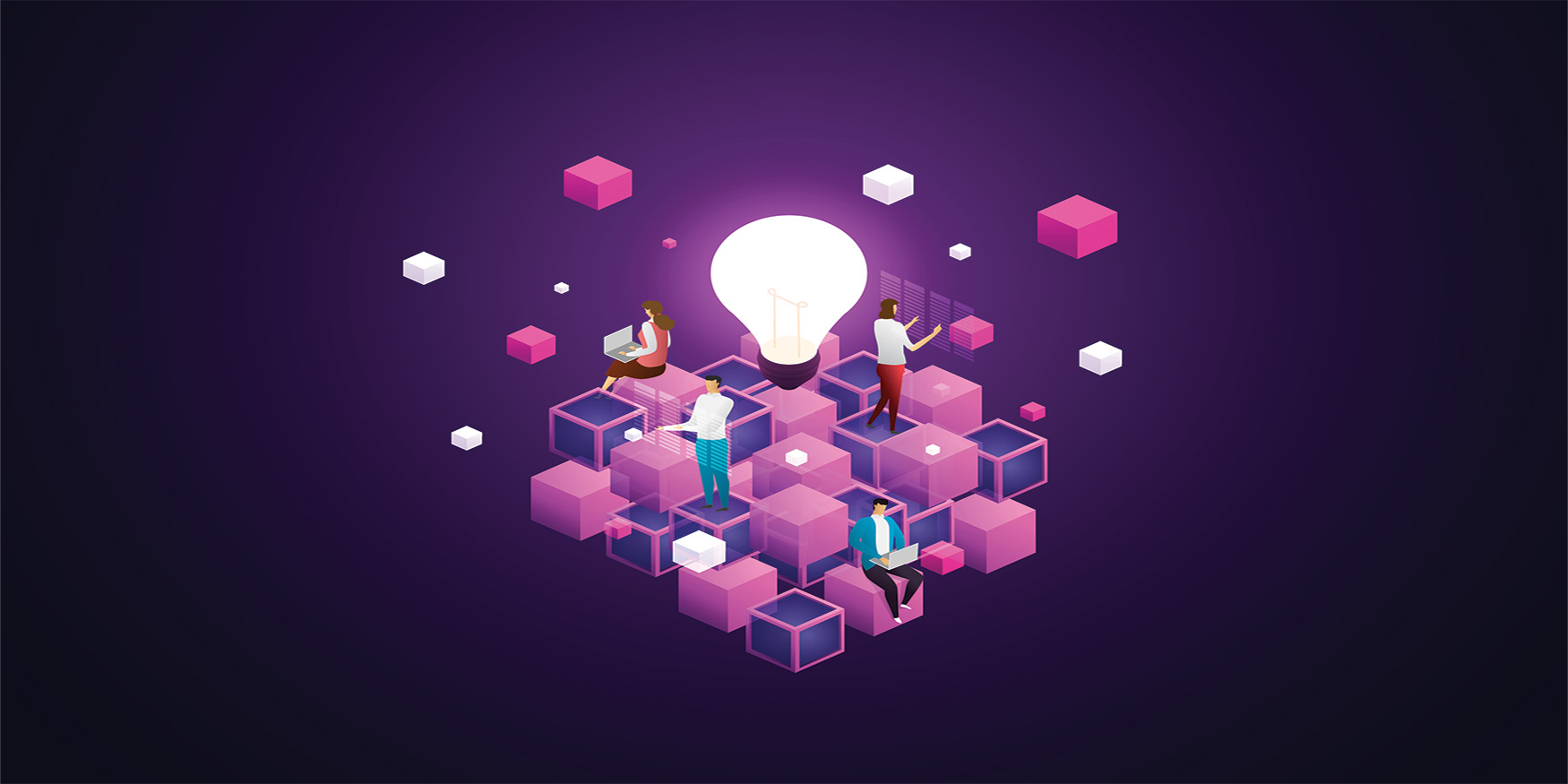 team-working-on-blockchain-technology-connecting