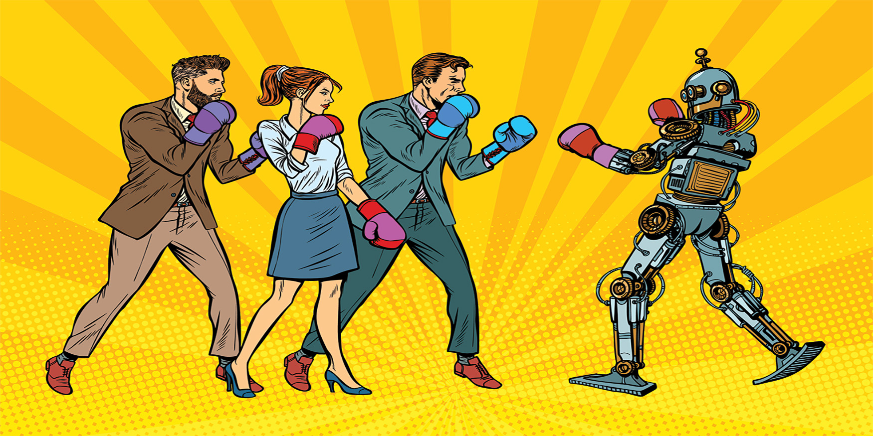 Humans vs. Robots vector image