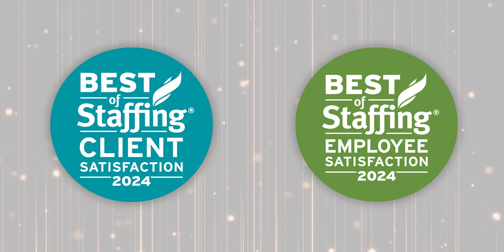 Awards with text "best of staffing client satisfaction 2024" and "Best of staffing employee satisfaction 2024"