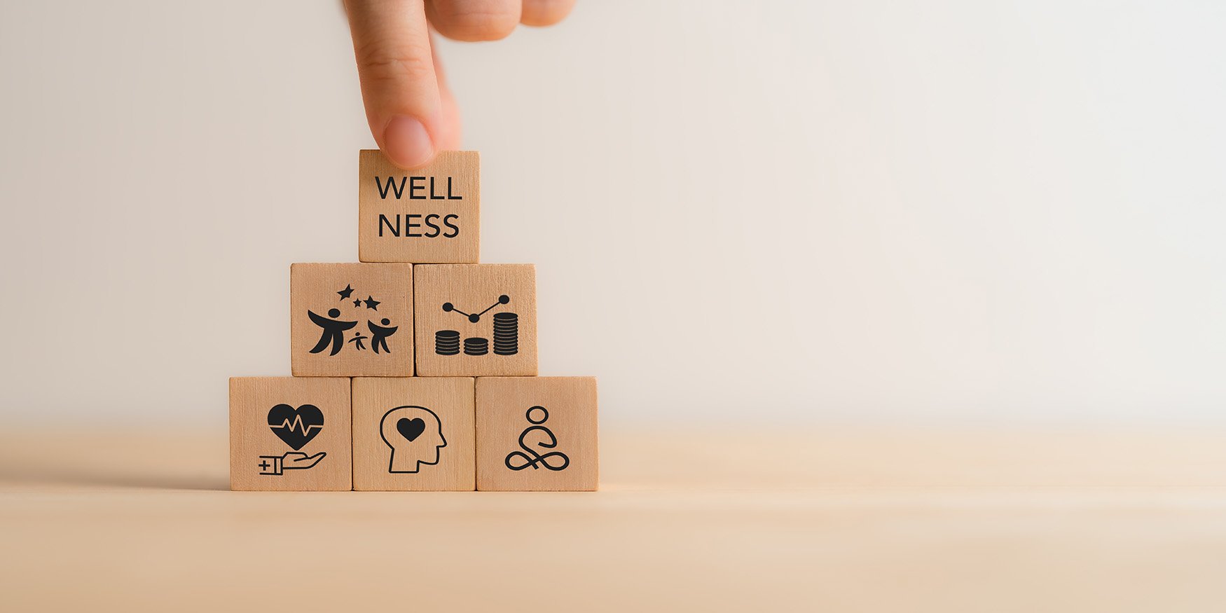 Blocks stacked to represent career health and balance