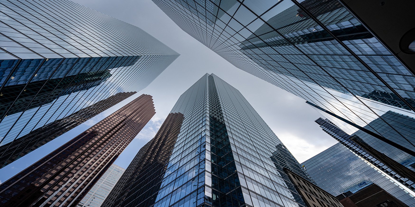Skyscraper view from ground below