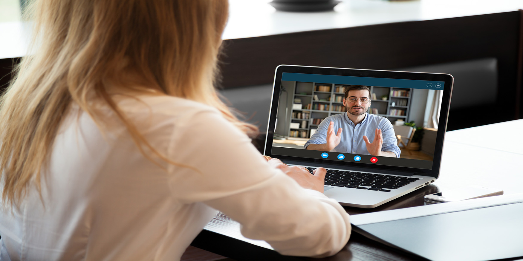 Woman on video call for business interview