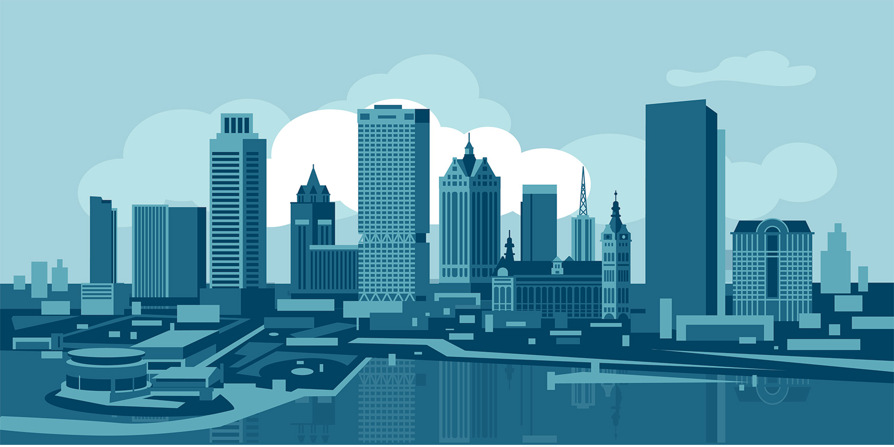 milwaukee wisconsin usa skyline vector illustration