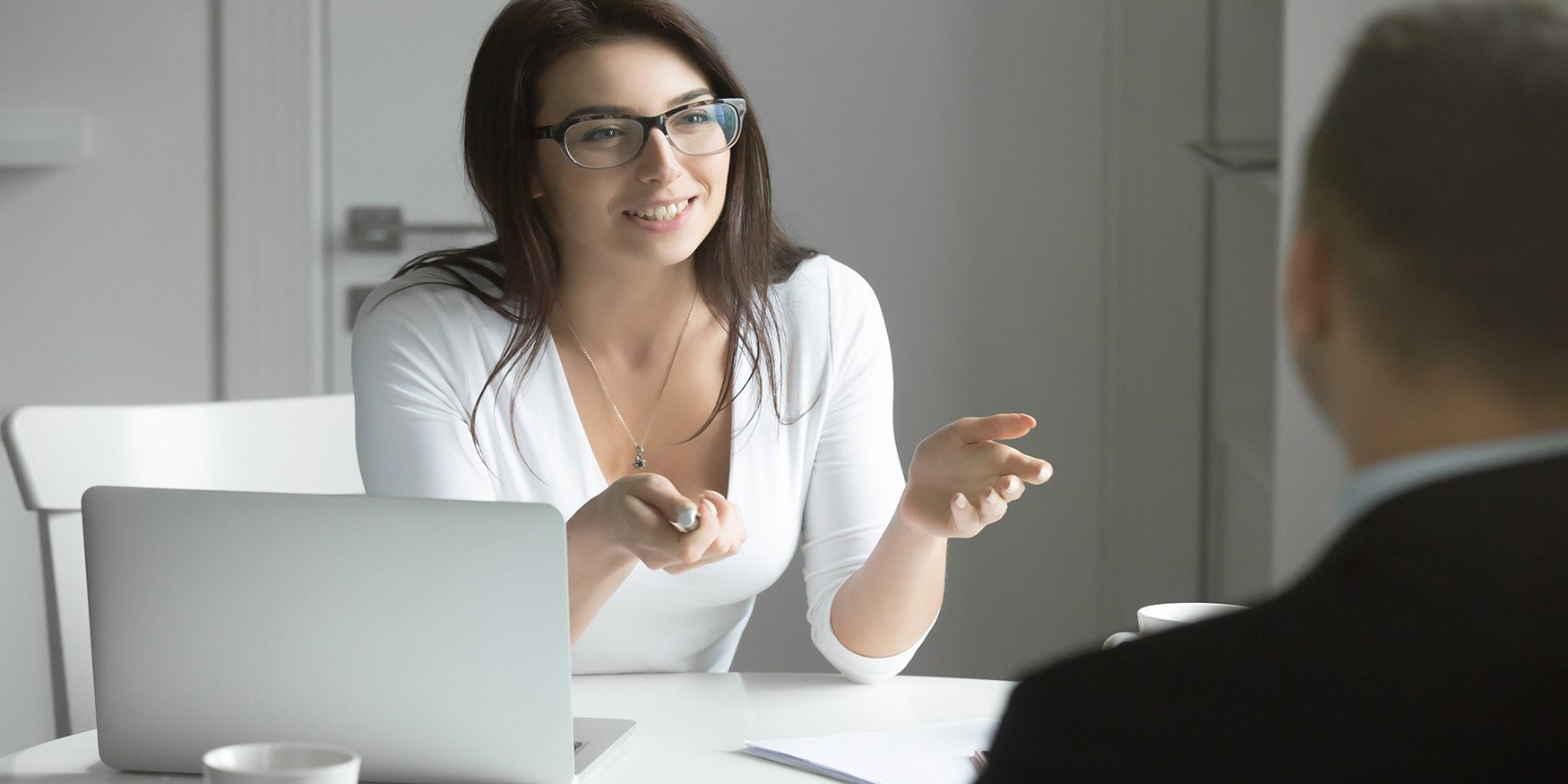 Woman performing stay interview
