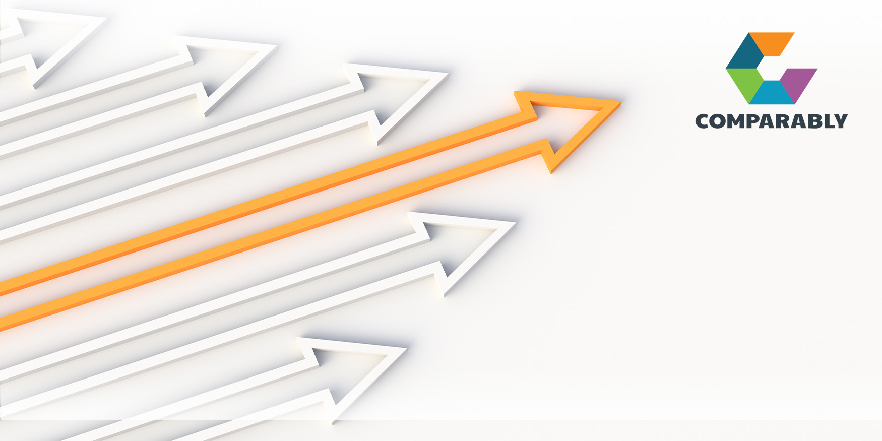 Arrows pointing towards top right corner at "Comparably" logo 