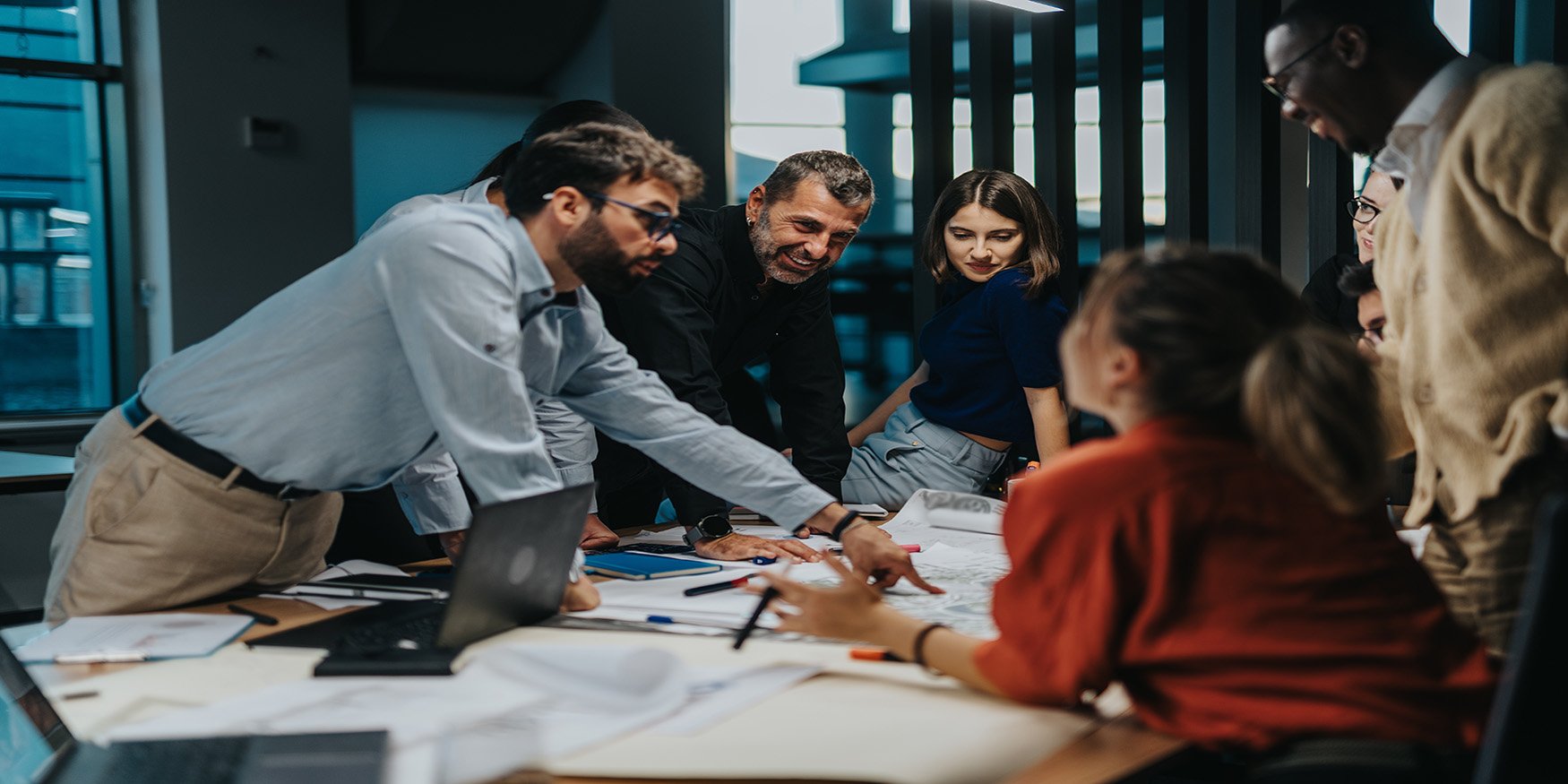 diverse group business colleagues engaged collaborative